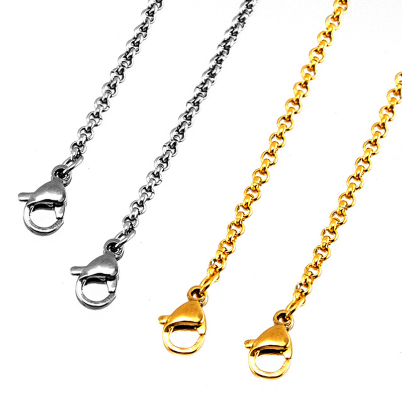 

100% Stainless Steel 2mm Rolo Link Chain Steel/Gold Long Chain Necklace Bulk Chaine Femme Acier Inoxydable Wholesale 10pcs