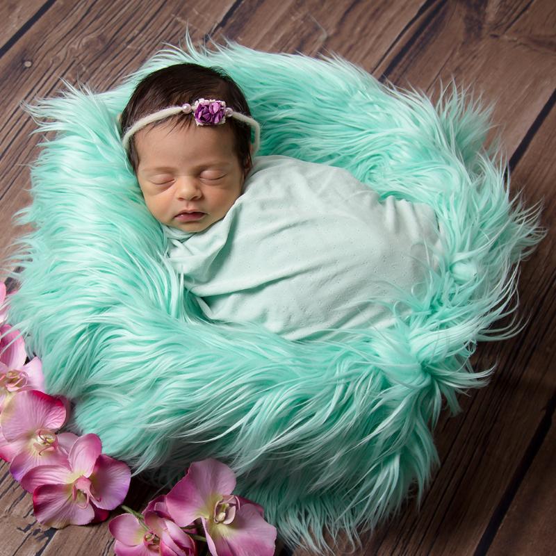 

Buy 2pcs Get one Free Newborn Baby Infant Photo Blanket Fake Fur Rug Blanket Photography Background Prop Basket Stuffer Filler, Mint 75x50