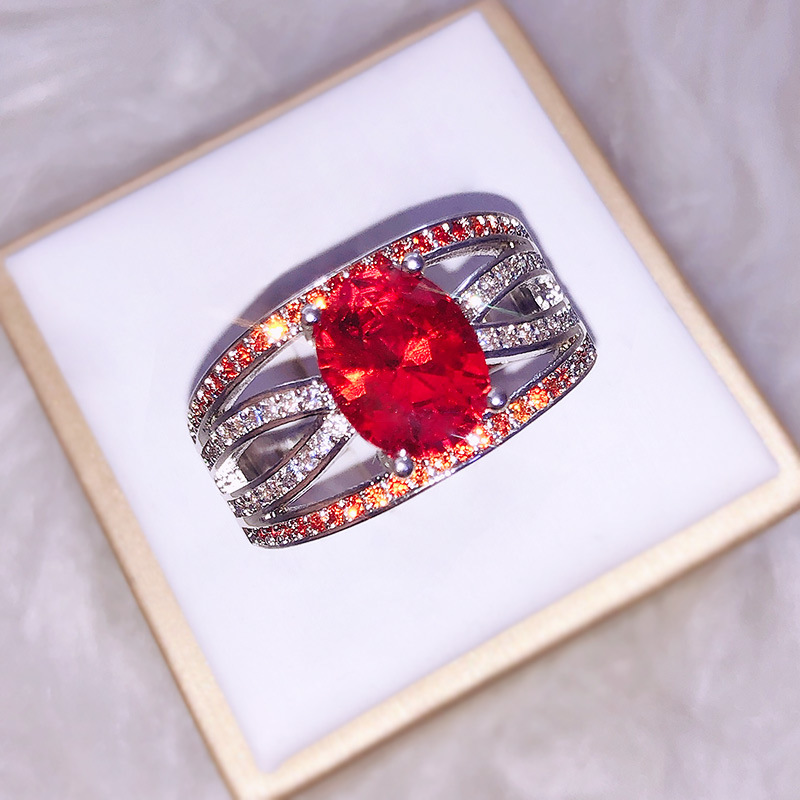 

Orange Ogival Stone Zirconium Stone Ring Trend Concise Ring Woman Ornaments