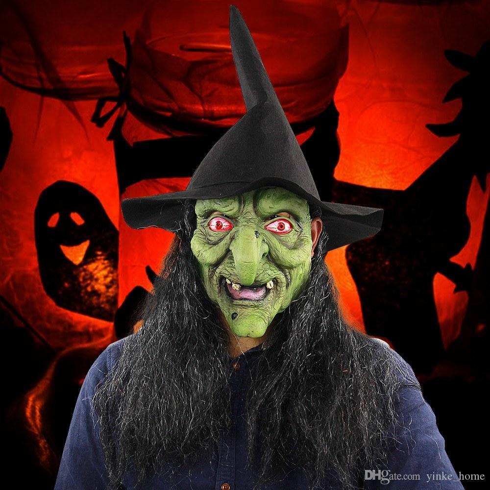 Scary Witch Zombie Mask Cosplay Horror Old Women Halloween Masquerade Mask Props