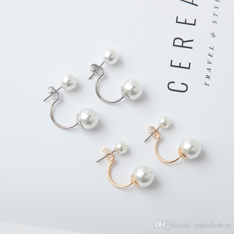 

Size pearl earrings after hanging earrings female fashion temperament before and after with earrings wholesale free shipping