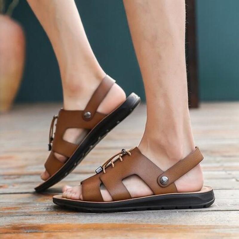 

Men shoes casual flat shoe male man flats summer open toe sandals lace up flats shoe zapatos de hombres personlizar zapatosM0490, Wine red