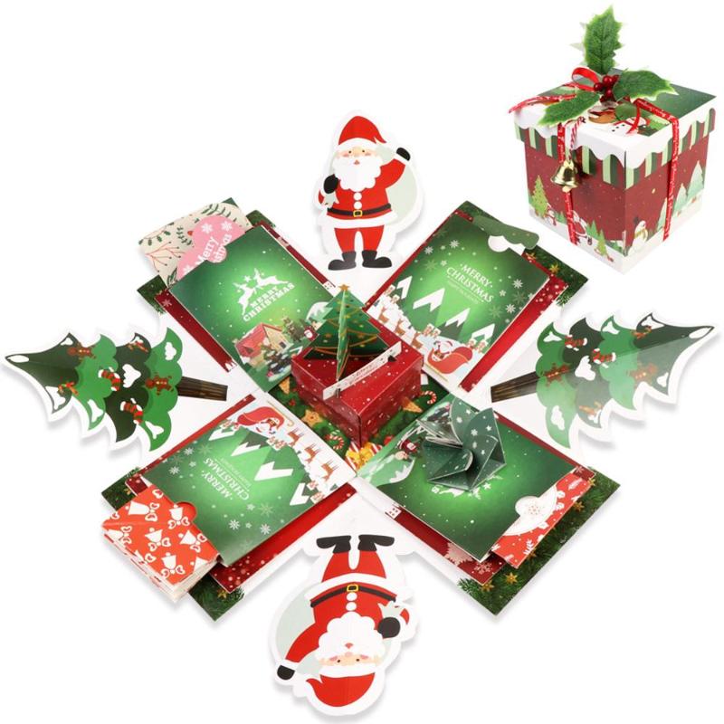 

Christmas Explosion Box Scrapbook DIY Photo Surprise Gift Box with DIY Accessories Kit New Year Christmas Gift