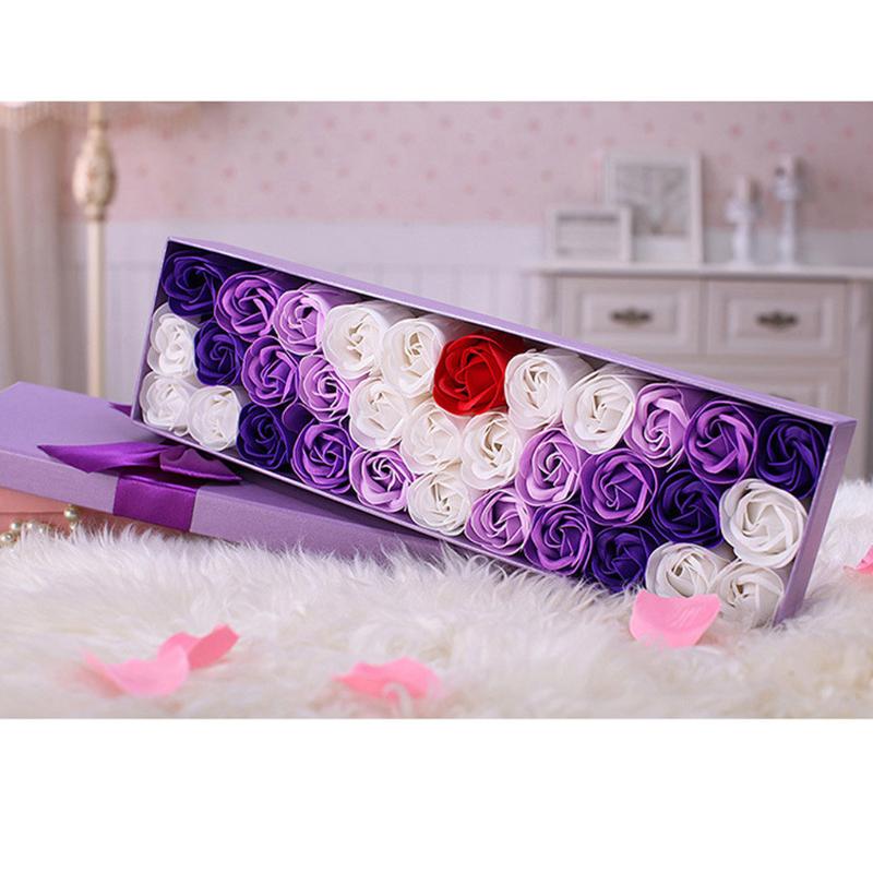 

Valentine's Day DIY Soap Flower Gift Rose Box Wedding Home Festival Decoration Festival Gift Artificial Flowers Bouquet Z31, Blue