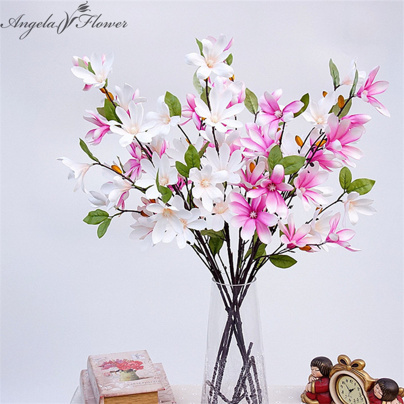 

Artificial flower single branch magnolia kapok fake flower wholesale DIY home wedding garden decor photography manual diy flores, Blue