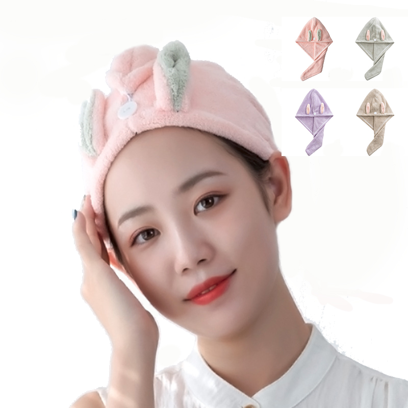 

Hair Drying Towel Ultra Absorbent Coral Velvet Dry Hair Hat Fast Drying Bath Shower Head Towel Wrap Spa Hat Dry Cap, Pink