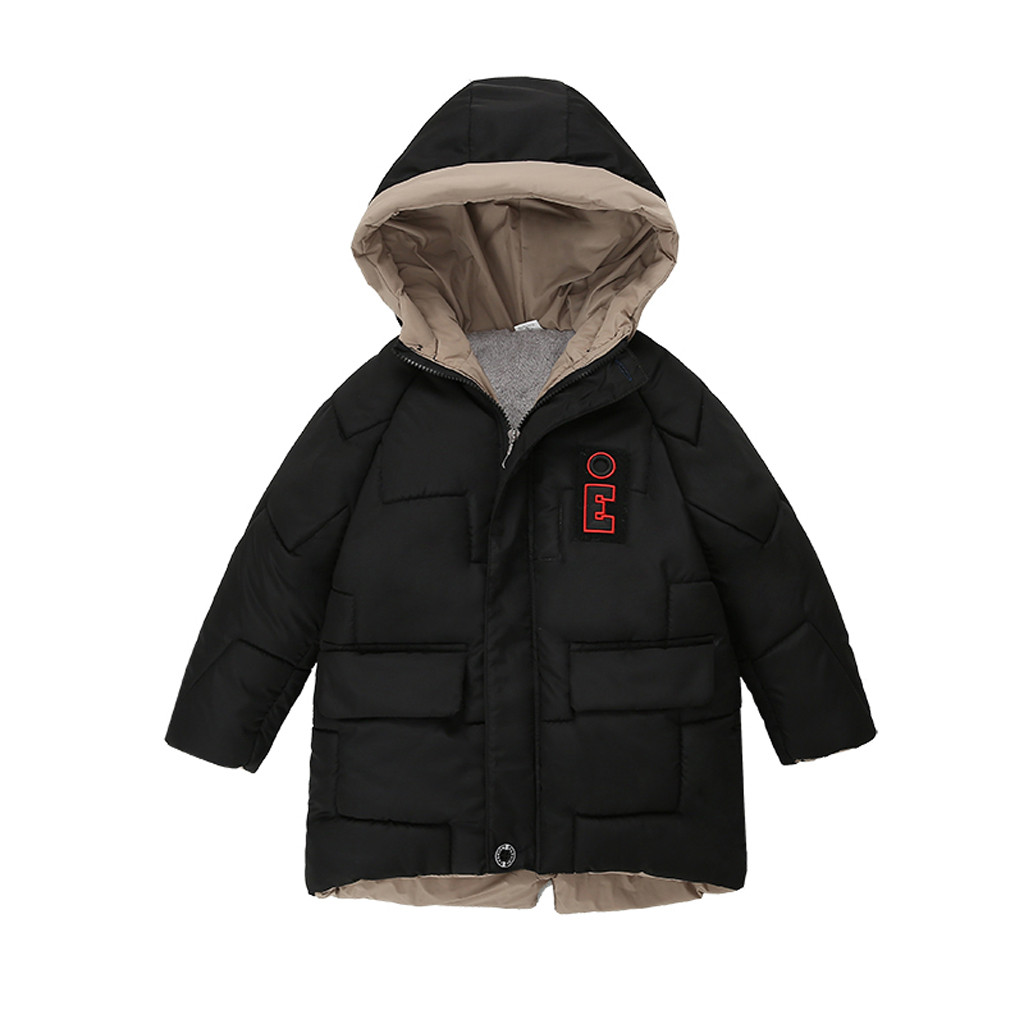 

Winter Kids Baby Girls Boys Coats Jacket Zipper Hooded Newborn Jacket Outwear Casual Infant Girl Boy Clothes Thick Coats, Black