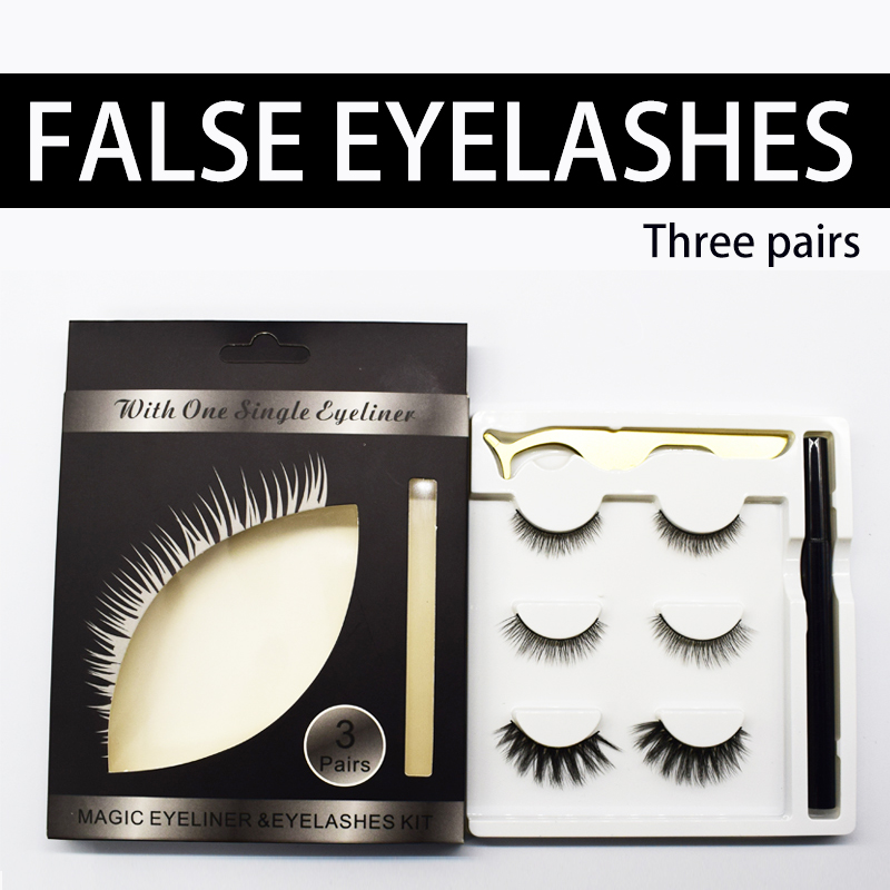 

Hot 3 Magnet Eyelash Magnetic Liquid Eyeliner & Magnetic False Eyelashes & Tweezer Set Waterproof Long Lasting Eyelash Extension