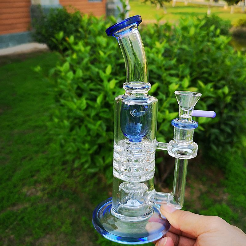 

8 Inch Torus Glass Bongs Thick Glass Inverted Showerhead Percolator Oil Dab Rigs Ratchet Perc Water Pipes Barrel Perc Bongs With Bowl