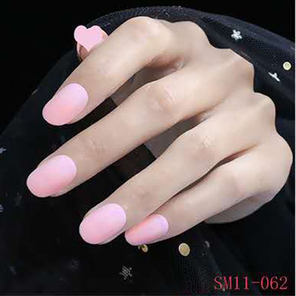

24Pcs Women False Nails Tips DIY Solid Color Matte Frosted Round False Nails MV99, As picture