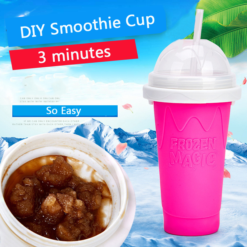 

Easy DIY Smoothie Cup With Straw Magic Pinch Smoothie Maker Travel Camp Portable Silicone Smoothie Cup Sand Ice Cream Slush Maker DBC VT0369