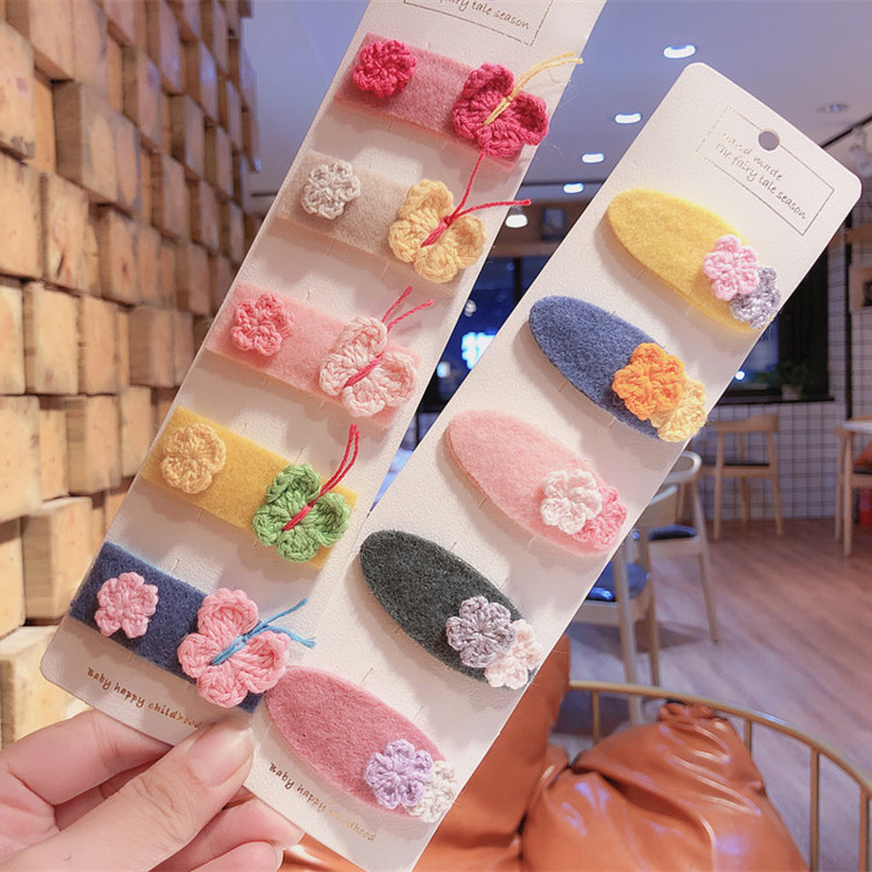 

2020 New Korea Style Autumn Winter Cute Hair Clip Knitted Butterfly Flower Square Barrettes for Girl Fashion Hair Accessories, 10