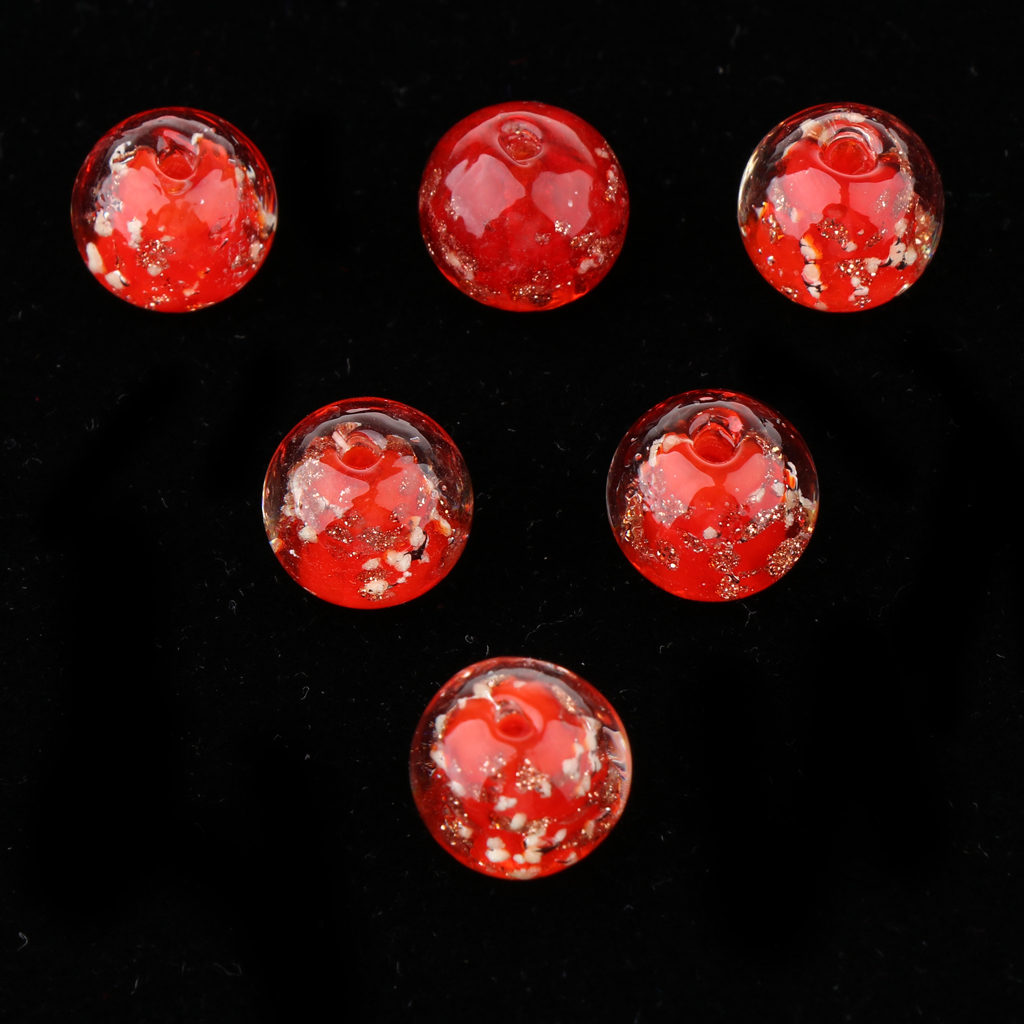 

6Pcs Luminous Round Beads Transparent Glass Round Loose Spacer Beads Charms