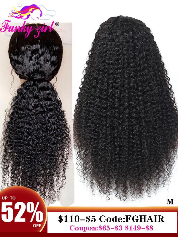 

Lace Front Curly Human Hair Wigs With Baby Hair Bleached Knots Brazilian 13*4 Lace Front Wigs Pre-Plucked 150% Density Non-Remy, Natural color