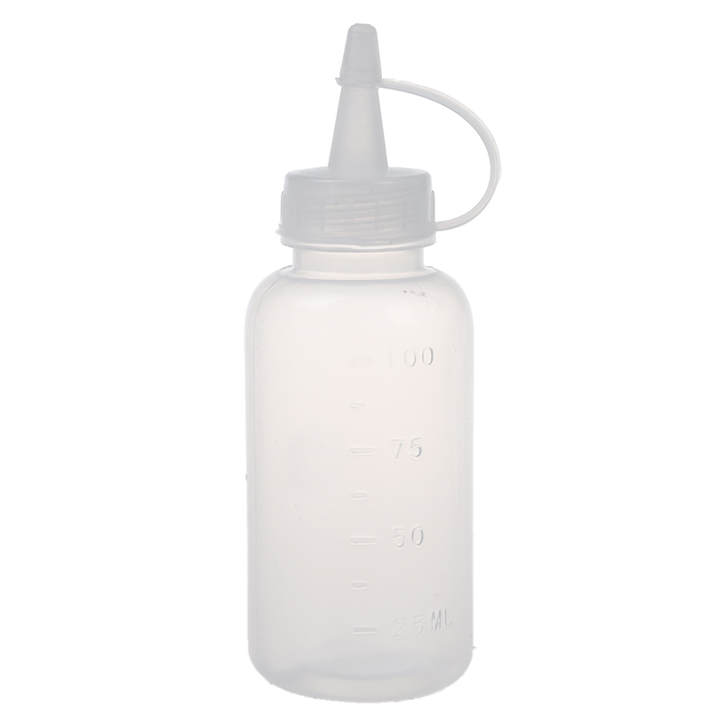 

Clear squeezable 100 ml flask, white cover dispenser (10 bottles