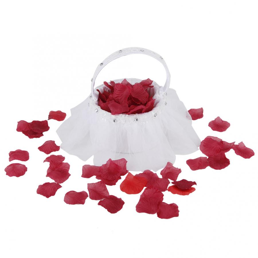 

Beautiful Wedding Flower Basket with Artificial Flower Basket Lace Decor Wedding Supplies, White