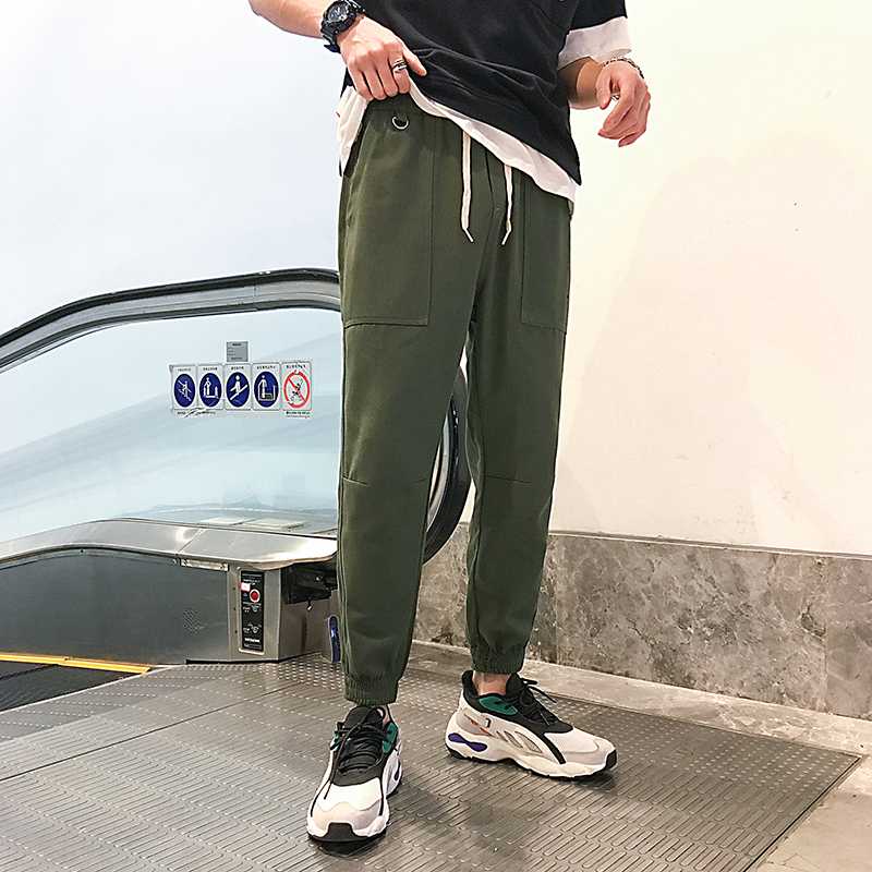 

MOGU 2020 New Spring Men's Pants Casual Sports Sweatpants Drawstring Men Brand Long Trousers Army Joggers Pants Pantalon Homme, Black