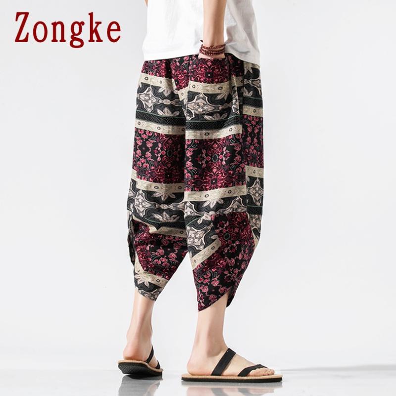 

Zongke 2020 New Print Calf-Length Pants Men Trousers Casual Joggers Pants Men Sweatpants Hip Hop Streetwear Male Plus Size -5XL, Little flower