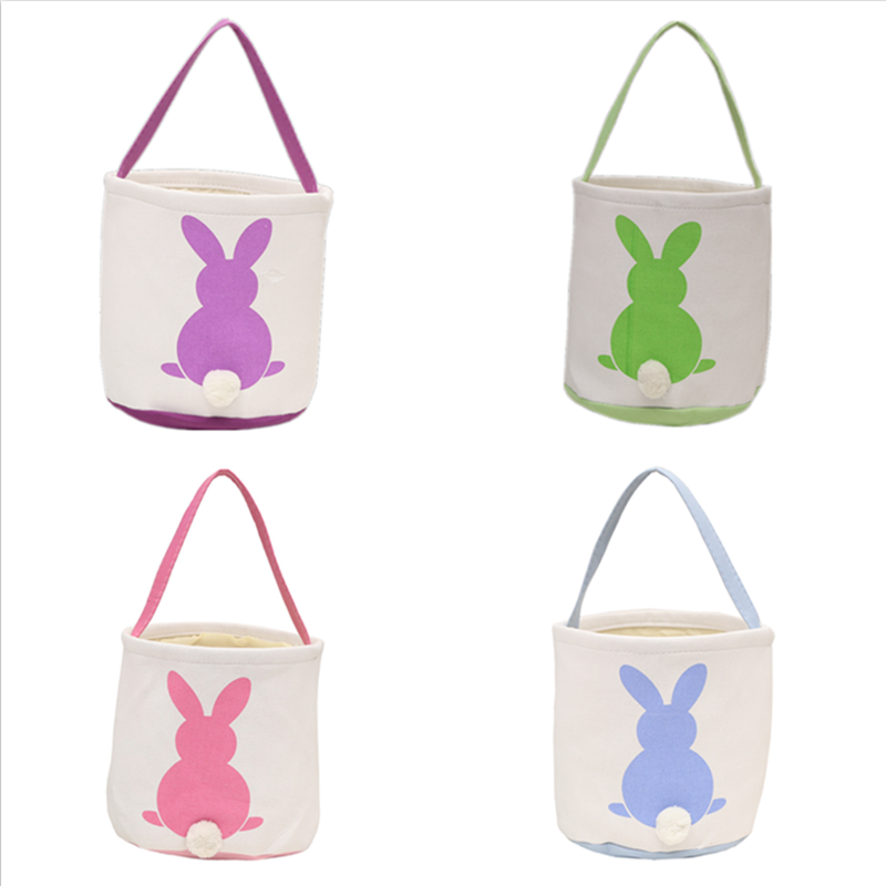 

Egg Easter Basket Bucket DIY Handmade Stuffed Rabbit Tail Easter Bunny Baskets Canvas Easter Gifts Candy Barrel Tote Basket Bags A122106, Can choose color;pls note it