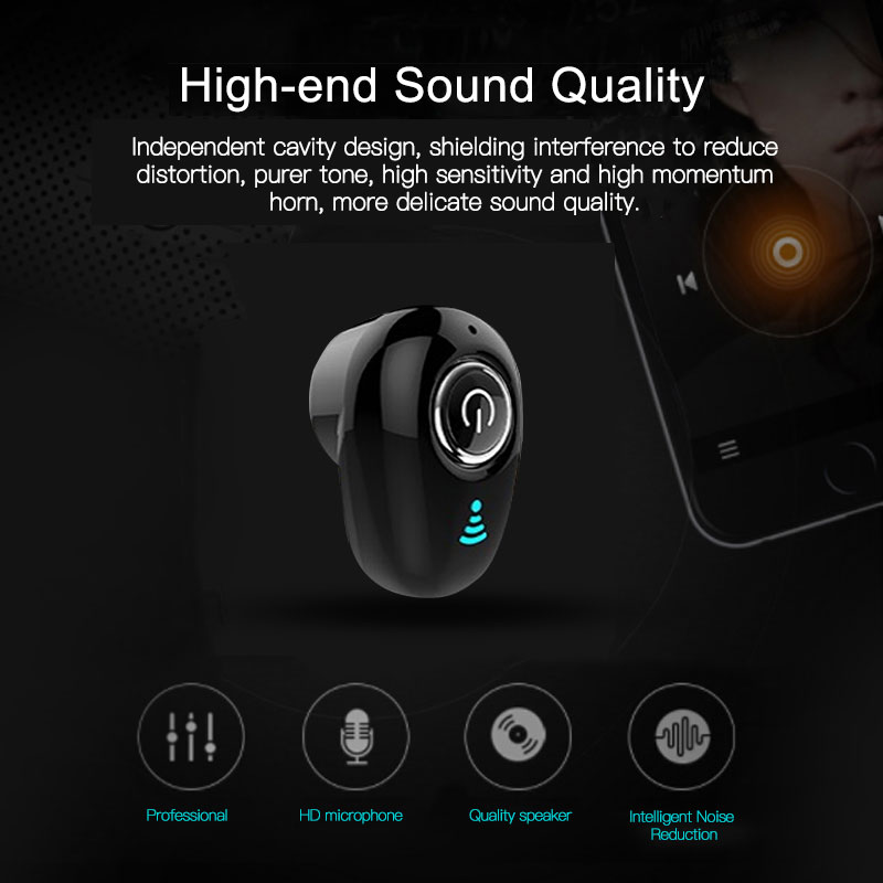 

Mini Bluetooth Earphone Wireless In-Ear Invisible Auriculares Earbuds Handsfree Headset Stereo with Mic for Phone