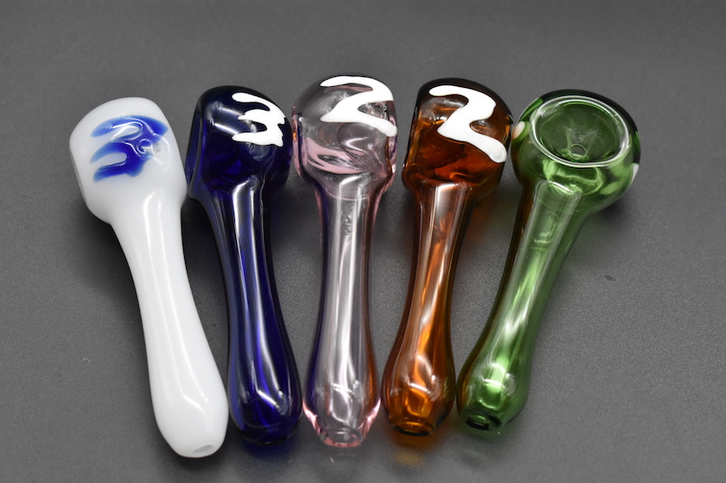 

Wholesale Newest mini 96mm colorful glass tobacco pipe for smoking dry herb cheap protable mini glass spoon hand pipe with colorful number