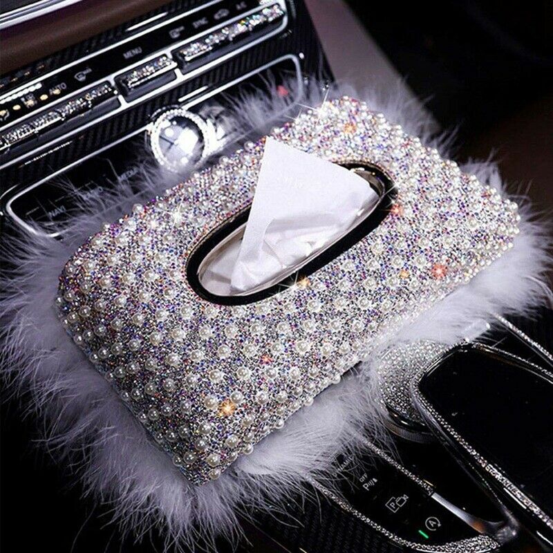 

Artificial Pearl Rhinestone Tissue Box for Home, Car or Hotel, Fashion