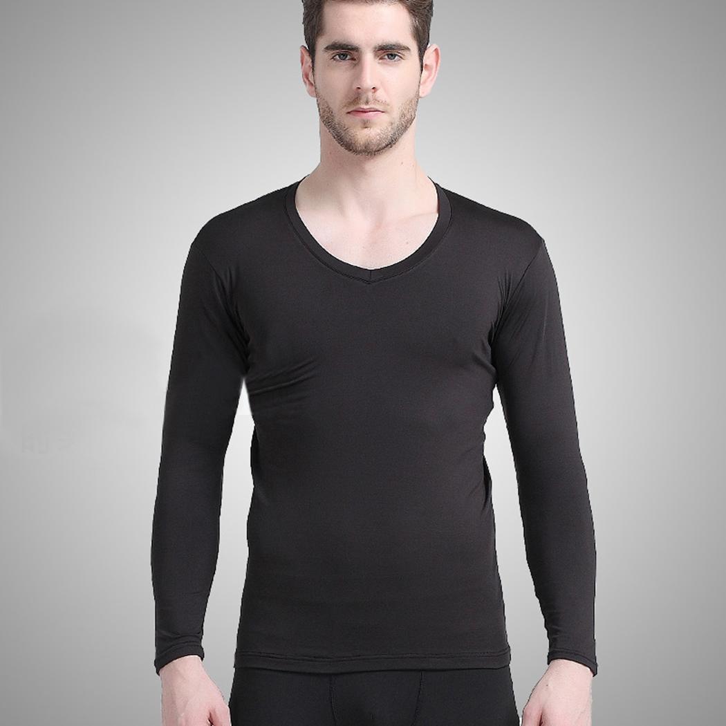 

Casual Solid Winter Seamless Warm O-Neck Set Men Set Casual Sleepwear Sleeve Thermal Underwear Long