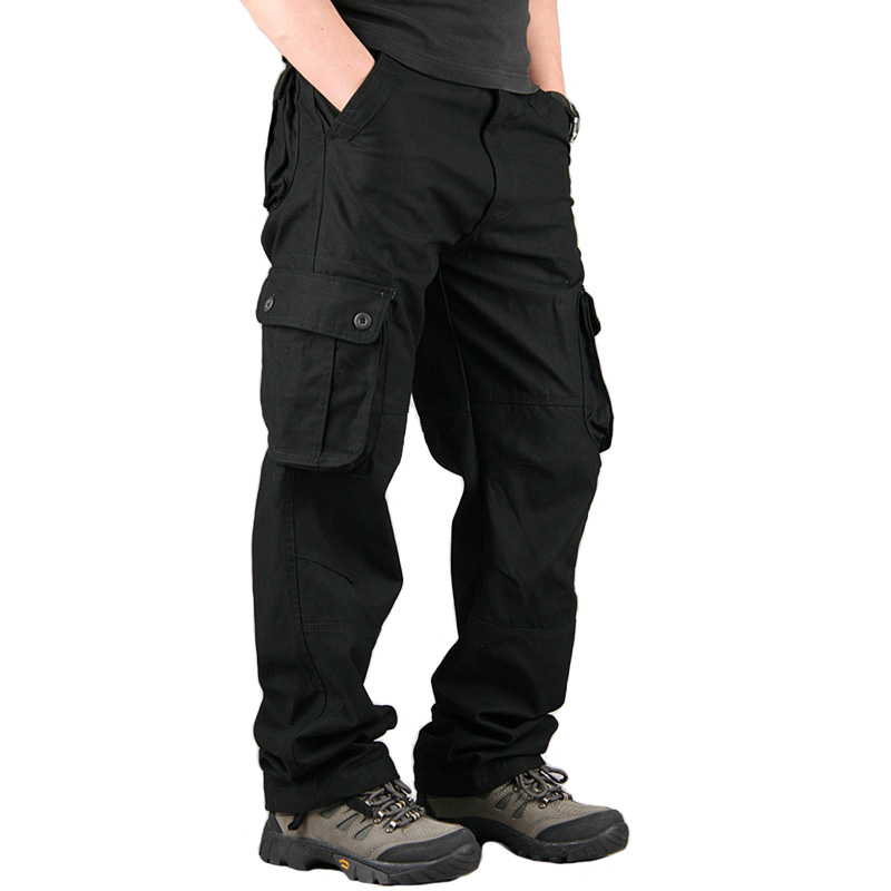 

Tactical Pants Casual Multi Pockets Cargo Pants Men Outwear Streetwear Army Straight Plus Large Size 44 Trousers Male, Black