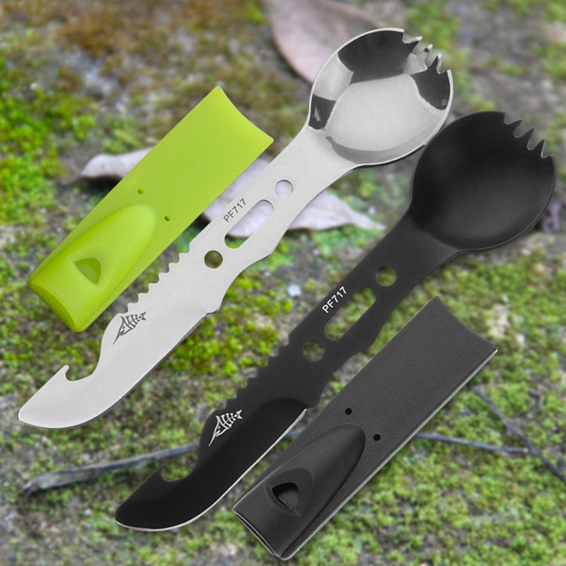 

New Portable Outdoor Camping Picnic Stainless Steel Multi-function Fork Spoon Knife Tableware Ultralight Titanium Spork KP