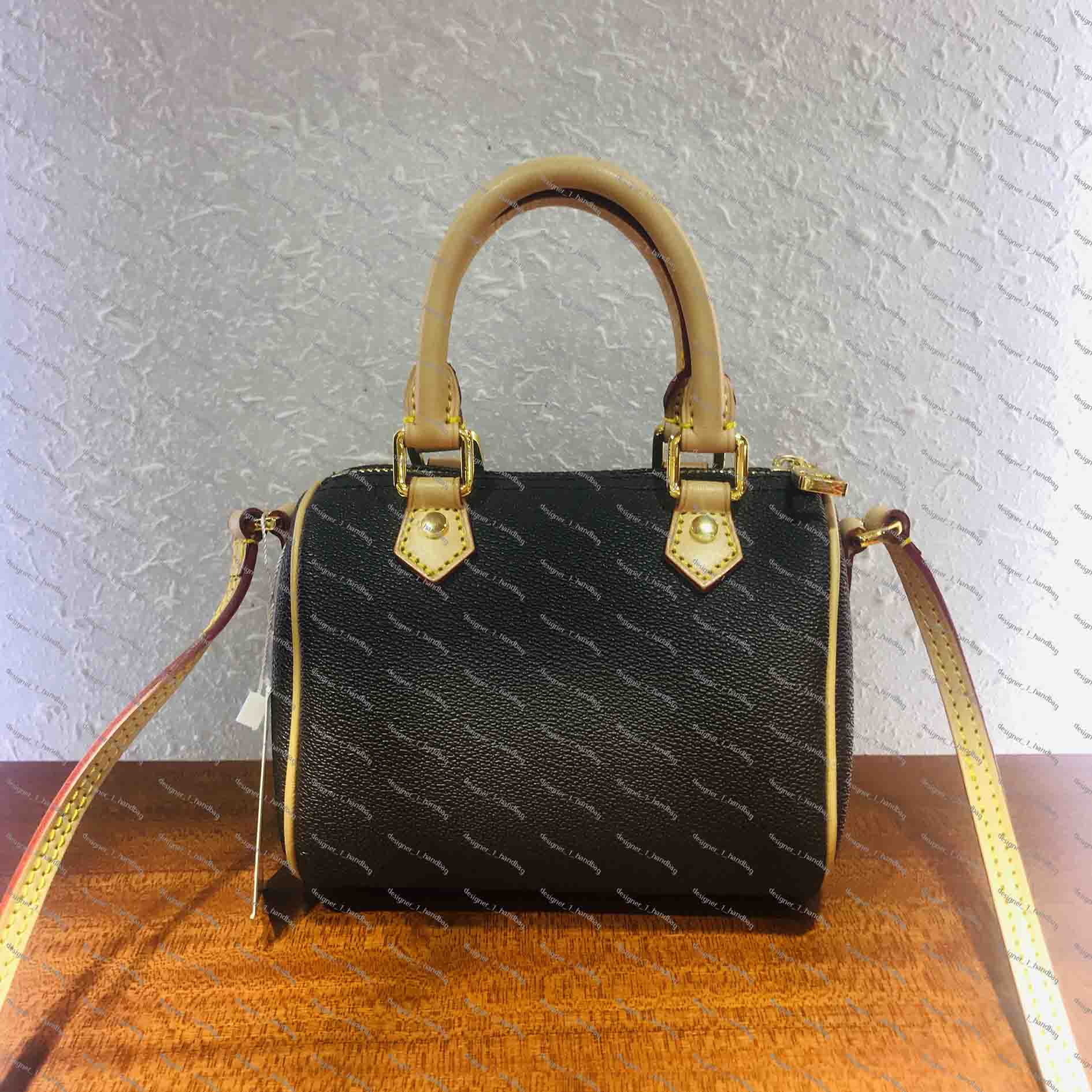 

Fashion retro handbag mini Speedy handbag zipper opening and closing fabric lined with classic flower design element crossbody bag, Invoices do not buy separately