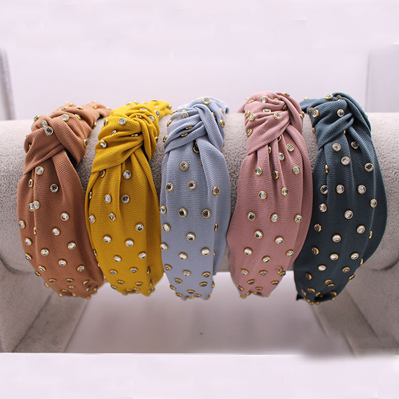 

Hot Vintage Bohemian Satin Headband With Rhinestone Hairband Hair Accessories