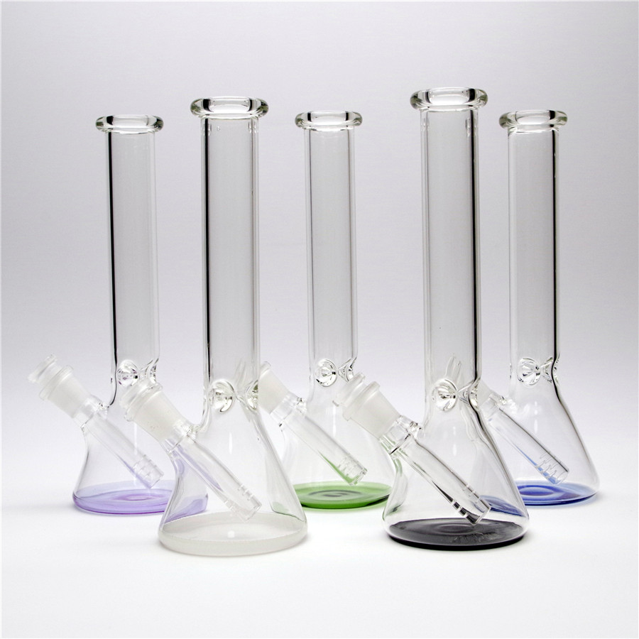 

10in Hookah Color Bottom Beaker Glass Bong Waterpipe Dabrig with clear downstem 1 clear bowl and 1 Quartz Banger for gift