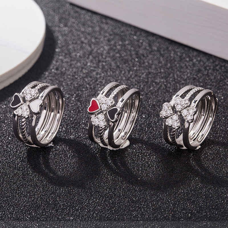 

love petals three in one jewelry S925 sterling silver rings for women open diamond rings for Wedding