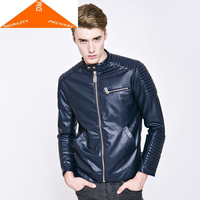 

Moto Autumn Streetwear Jacket Men Black Mens Real PU Leather Casaco Slim Fit Jaqueta Couro Masculina Coat TPY70