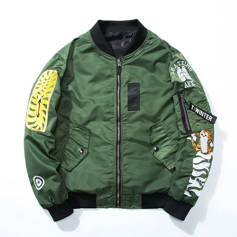 

THICK Men Bomber Jacket Hip Hop Letter Design Slim Windbreaker Pilot Bomber Jacket Coat Men Winter Jackets Streetwear, Black;brown