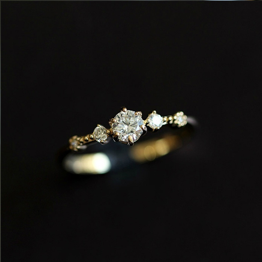 

Micro Diamond Small Ring Ma'am Wedding Gift 14k Single Diamond Finger