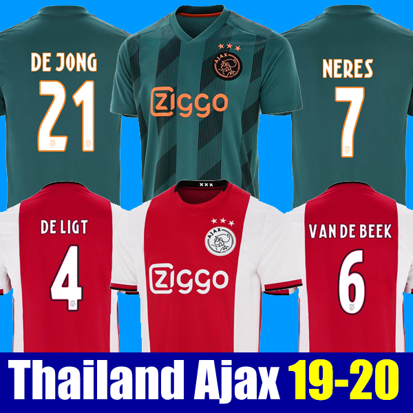

Thailand 2019 2020 AJAX FC soccer jerseys DE JONG TADIC PROMES Van DE Beek CRUYFF jerseys 19 20 football kit shirt ajax amsterdam camiseta, Home-no patch