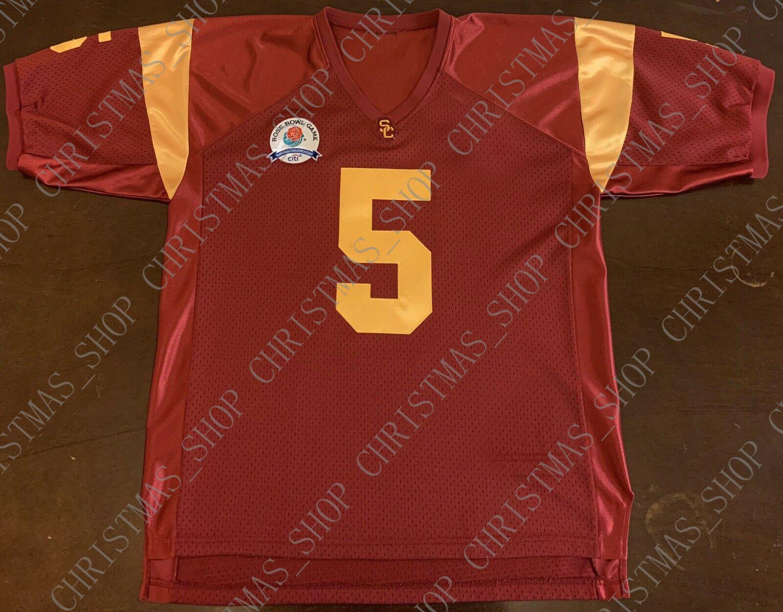 

Stitched custom Vintage USC Trojans Reggie Bush Rose Bowl Game Football Jersey Personalized custom any number name XS-5XL, Black;blue