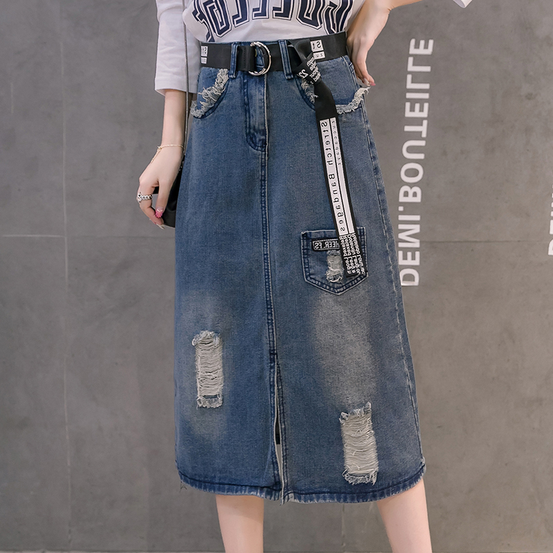 

The Blue Denim Skirts Long Fair Maiden Temperament In The Denim Skirt ShuHua419