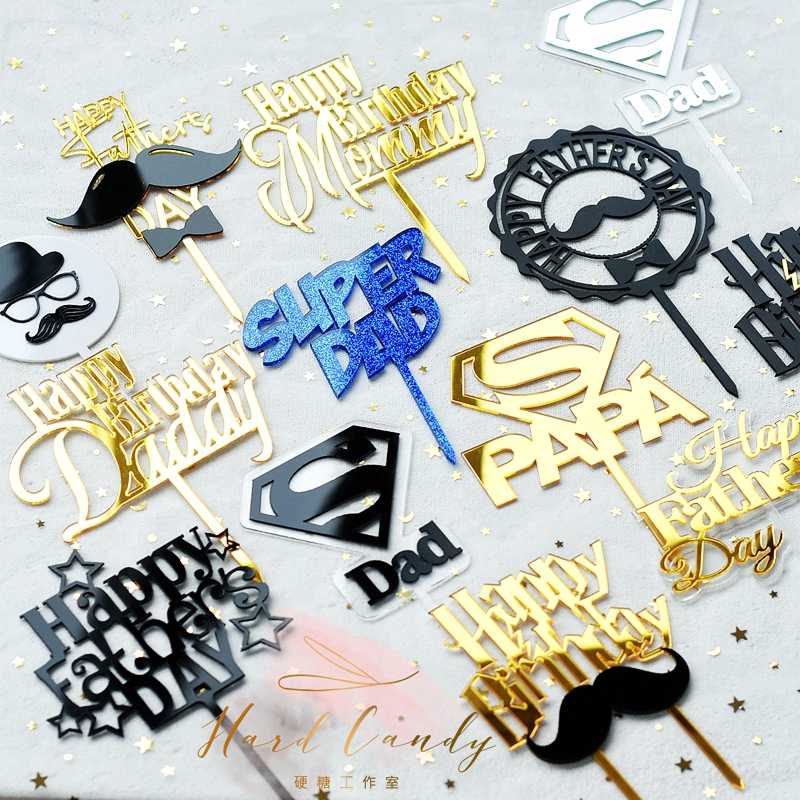 

Super DAD Acrylic Cake Topper BEST DAD EVER Cake Decoration Fathers Day Party Decorative Topper Supplies Father's Day Gift