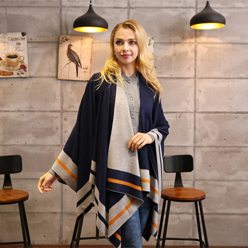 

2020 Fashion Women Blanket Coat Wrap Cozy Shawl Poncho Scarf Wrap Shawl Winter Women's Cashmere Poncho Capes