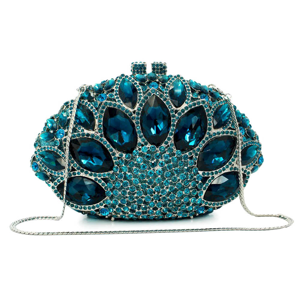 

Wholesale Crystal Party Purse Women Wedding Clutches Rhinestone Handbag Hollow Out Peacock Clutch bag Evening Bag, Mutil color #1