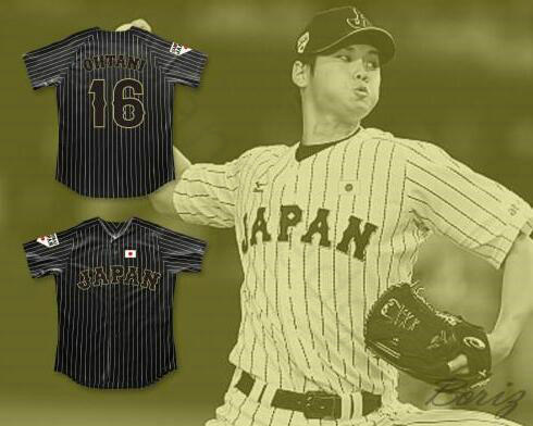 

Wholesale Mens Shohei Ohtani 16 Japan Samurai White Black Pinstriped Baseball Jersey #16 Shohei Ohtani Stitched jersey size S-XXXL