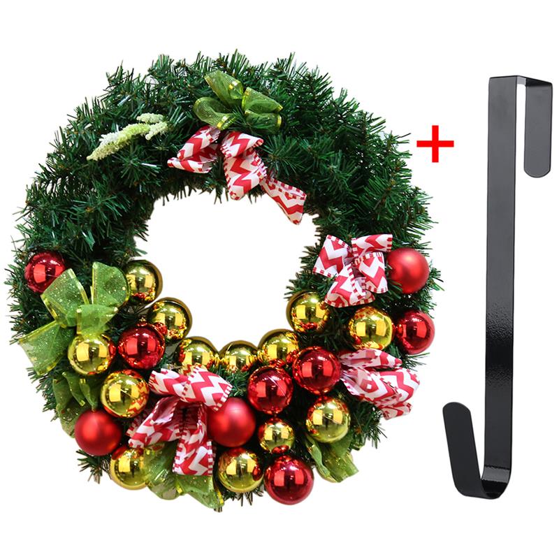 

16'' Christmas Wreath Creative Glittering Balls Santa Hanging Ornament Xmas Wreath With Hanging Hook, Milky white