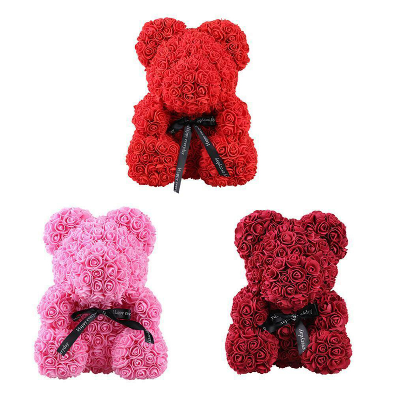 

Hot Valentines Gift Red Rose Teddi Bear 25CM Rose Flower Artificial Decoration Christmas Gifts Women Valentines Gift Home Decor, Green rose bear