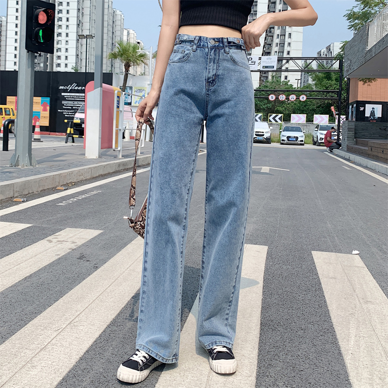 

Vintage Blue Wide Leg Denim Panst Ladies Jeans Trousers High Waist Jeans Plus Size Loose Jean Femme Korean 2020 Summer