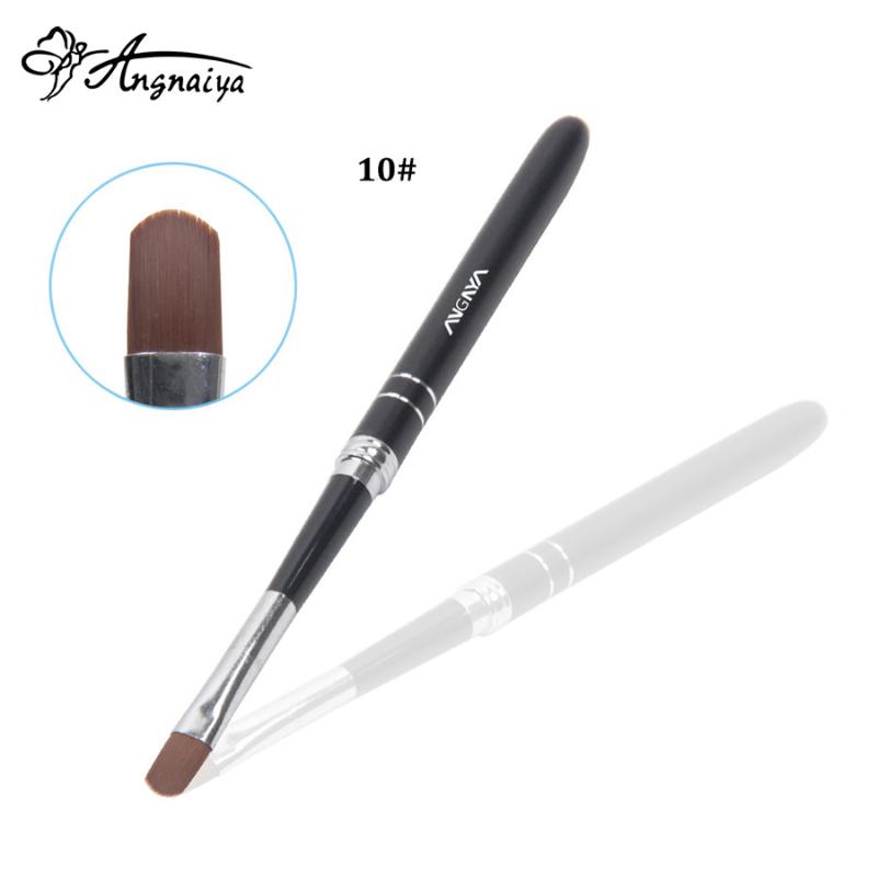 

ANGNYA 1Pcs Nail Art UV Gel Polish Painting Brush Size 6#8#10# Oval Black Metal Handle Nail Design Builder DIY Manicure Tools