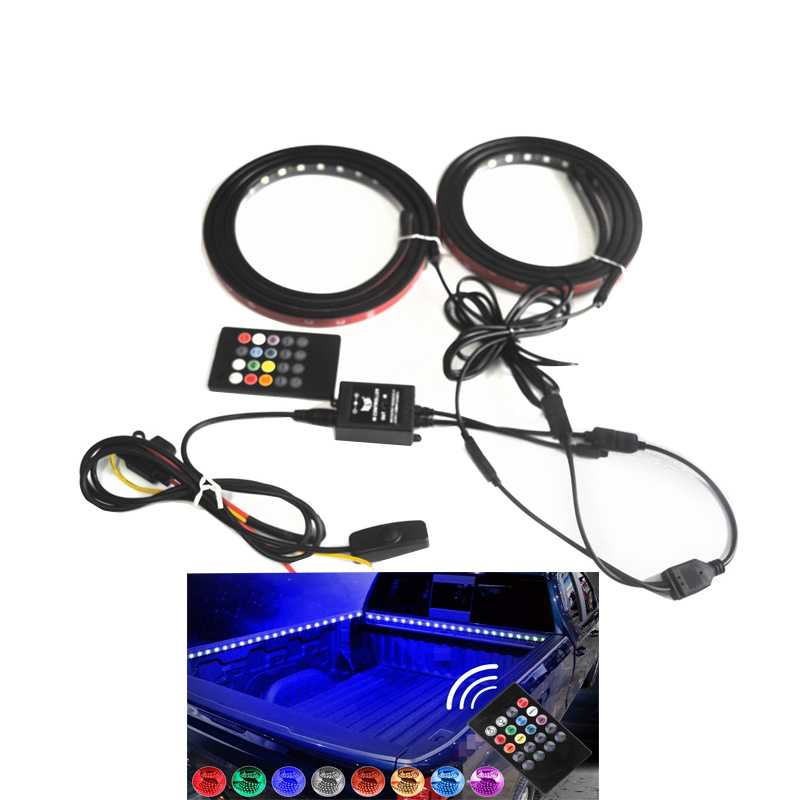 

2Pcs 60 Inch Smart RGB LED Truck Bed Lights with Sound-Activated Function, Wireless Remote, On Off Switch for Pickup SUV RV, As pic