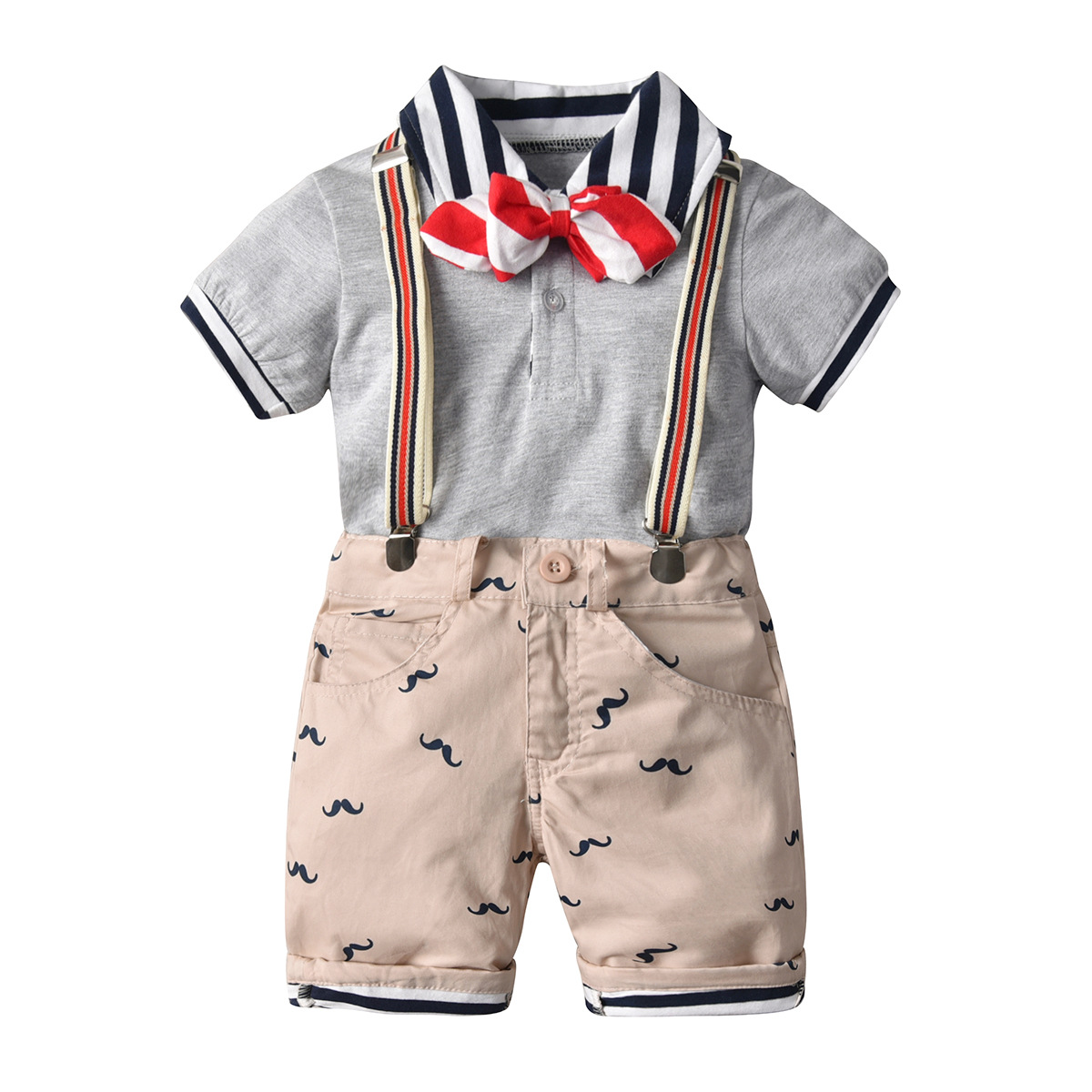 

Boutique boy Clothing Sets Mustache Design Boy Romper +Short boy Sets summer shirt clothing set, 1 sets=romper +short