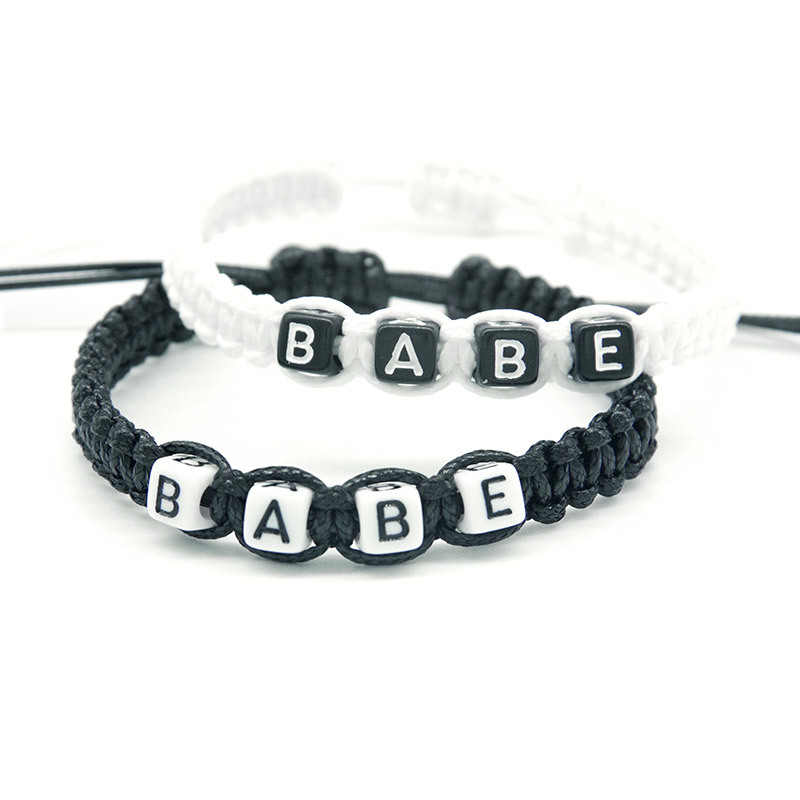 

1pcs Cute Babe Words Charm Bracelets Rope Chain Adjust Size For Girlfriends Little Baby Birthday Party Beaded Jewelry Gifts